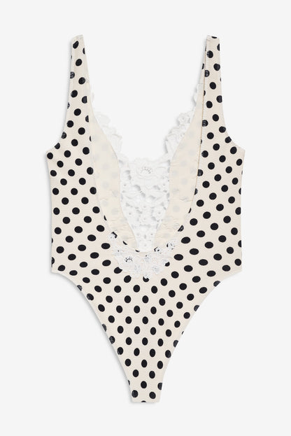 Lelani One Piece Swimsuit Cream Black - For Love & Lemons