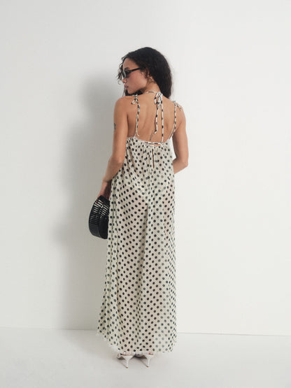 Estelle Cover Up Maxi Dress Cream Black - For Love & Lemons