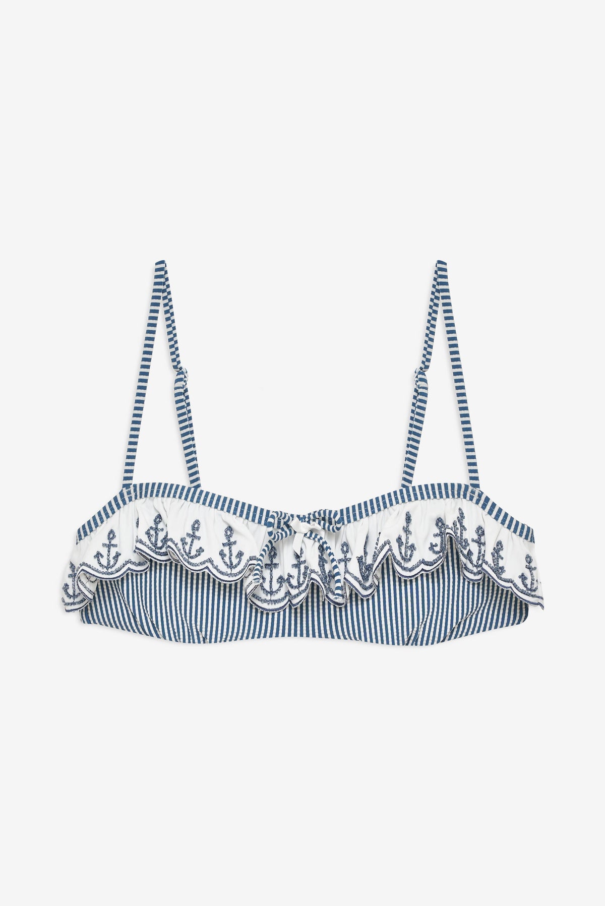 Textured Stripes Bikini Top Blue - For Love & Lemons