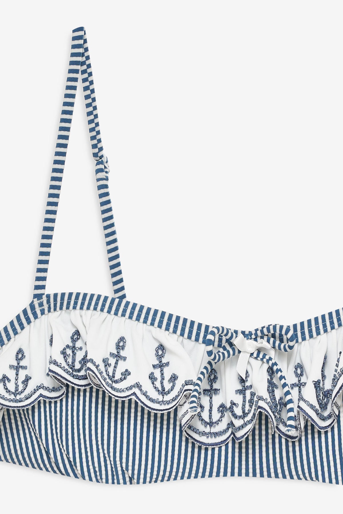 Textured Stripes Bikini Top Blue - For Love & Lemons