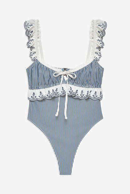 Sail Away One Piece Swimsuit Blue - For Love & Lemons