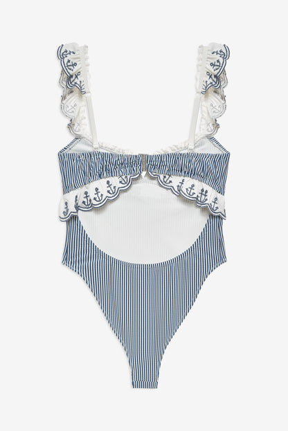 Sail Away One Piece Swimsuit Blue - For Love & Lemons