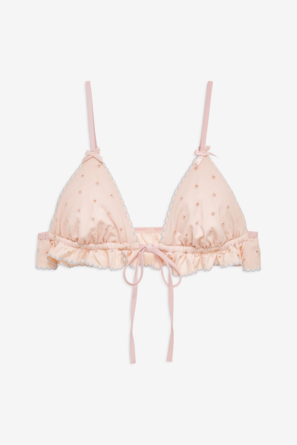 Eyelet Dot Ruffle Bikini Top Peach - For Love & Lemons
