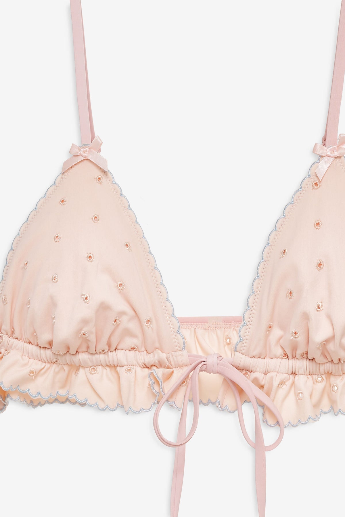 Eyelet Dot Ruffle Bikini Top Peach - For Love & Lemons