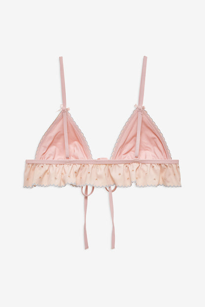 Eyelet Dot Ruffle Bikini Top Peach - For Love & Lemons