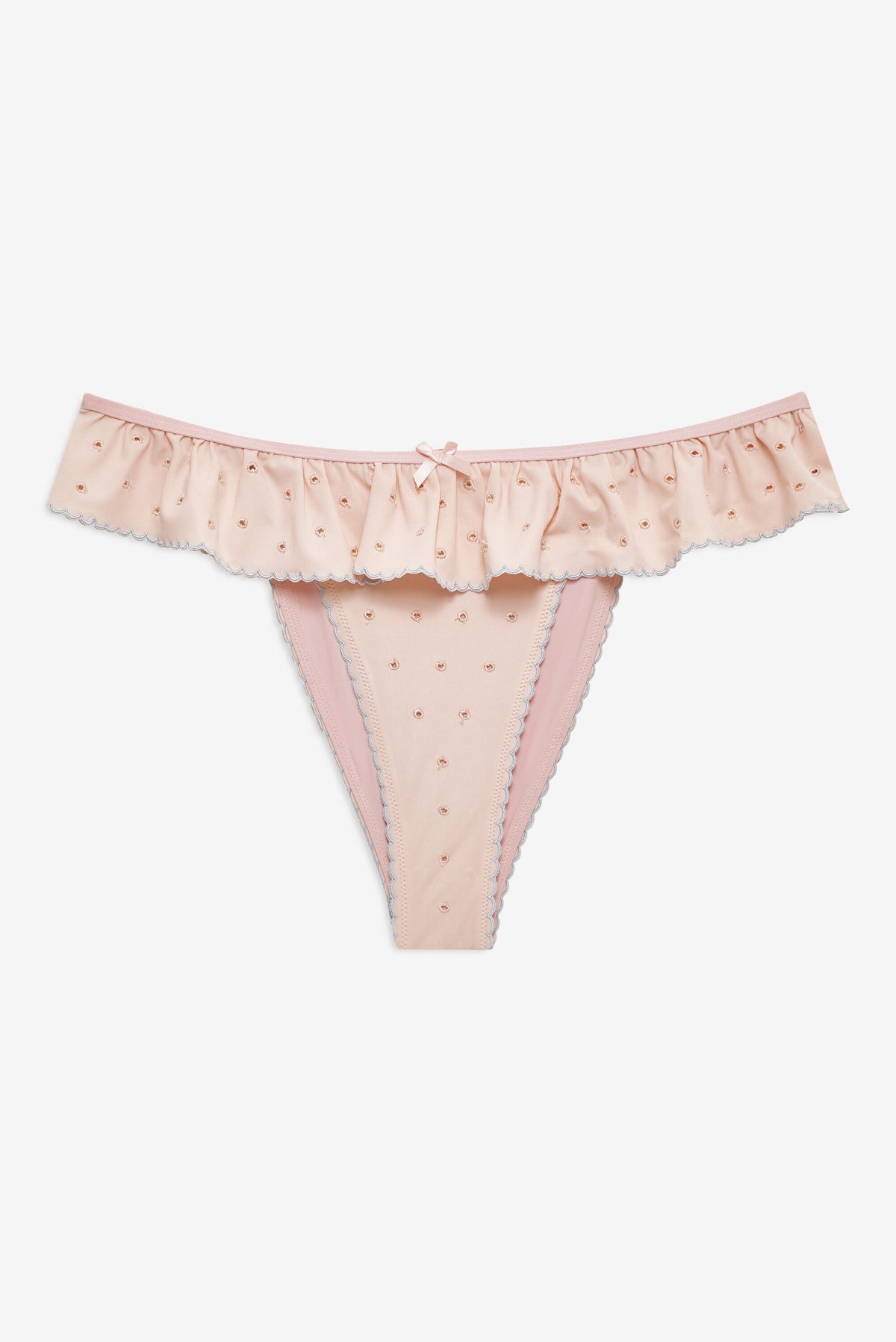 Eyelet Dot Ruffle Bikini Bottom Peach - For Love & Lemons
