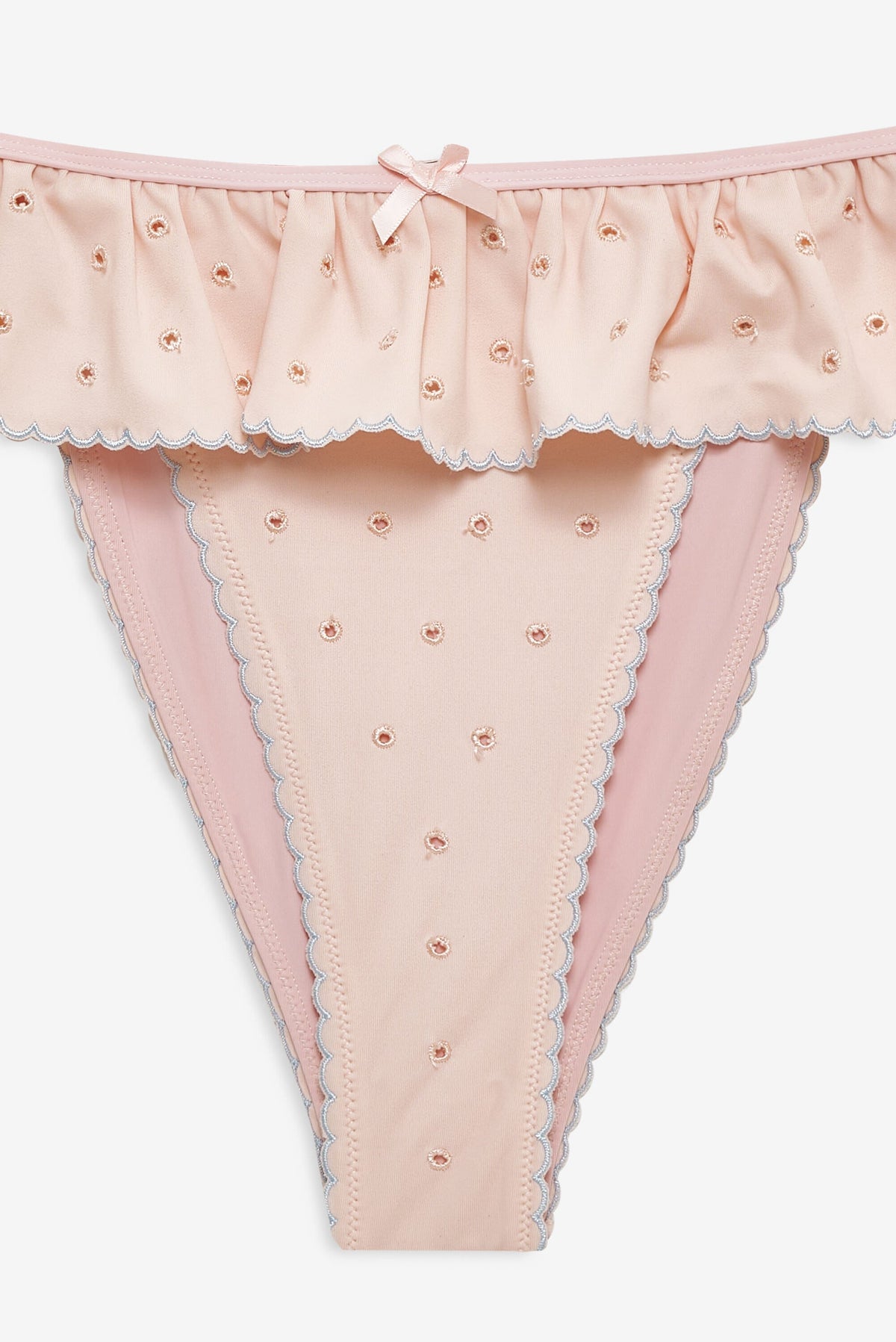 Eyelet Dot Ruffle Bikini Bottom Peach - For Love & Lemons