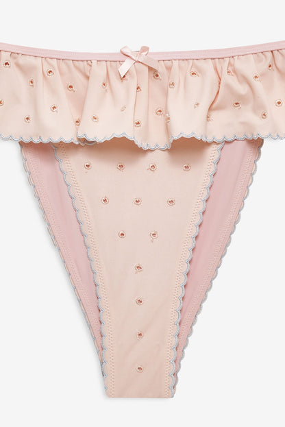 Eyelet Dot Ruffle Bikini Bottom Peach - For Love & Lemons