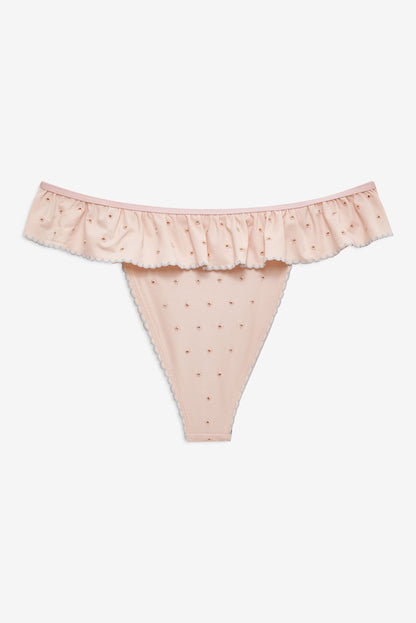 Eyelet Dot Ruffle Bikini Bottom Peach - For Love & Lemons