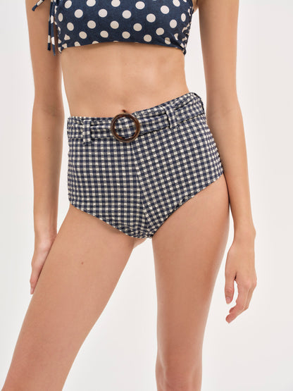 Gingham Swim Short Blue - For Love & Lemons