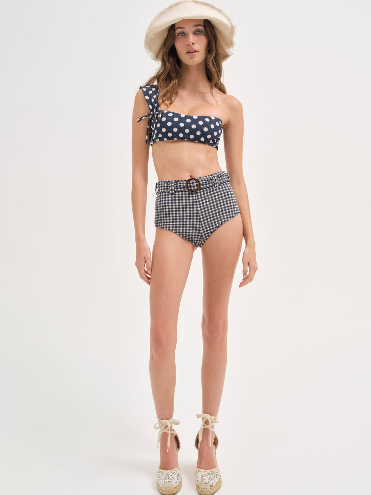 Gingham Swim Short Blue - For Love & Lemons