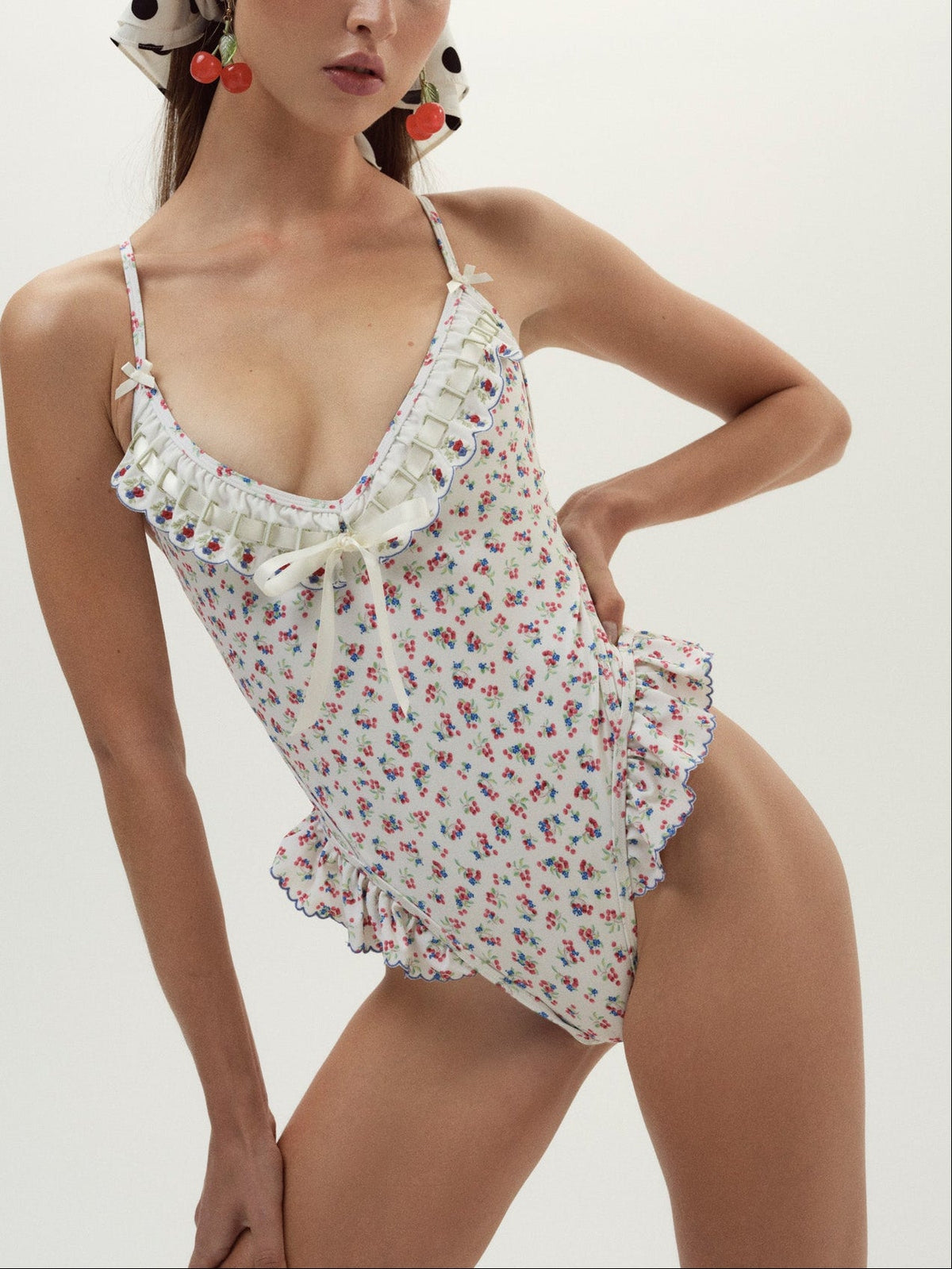 Cherry Mae One Piece Swimsuit Cream - For Love & Lemons