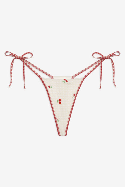 Beaded Cherries Bikini Bottom Cream - For Love & Lemons
