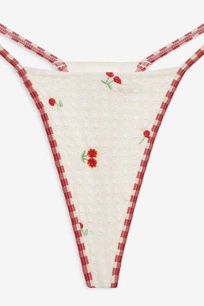 Beaded Cherries Bikini Bottom Cream - For Love & Lemons