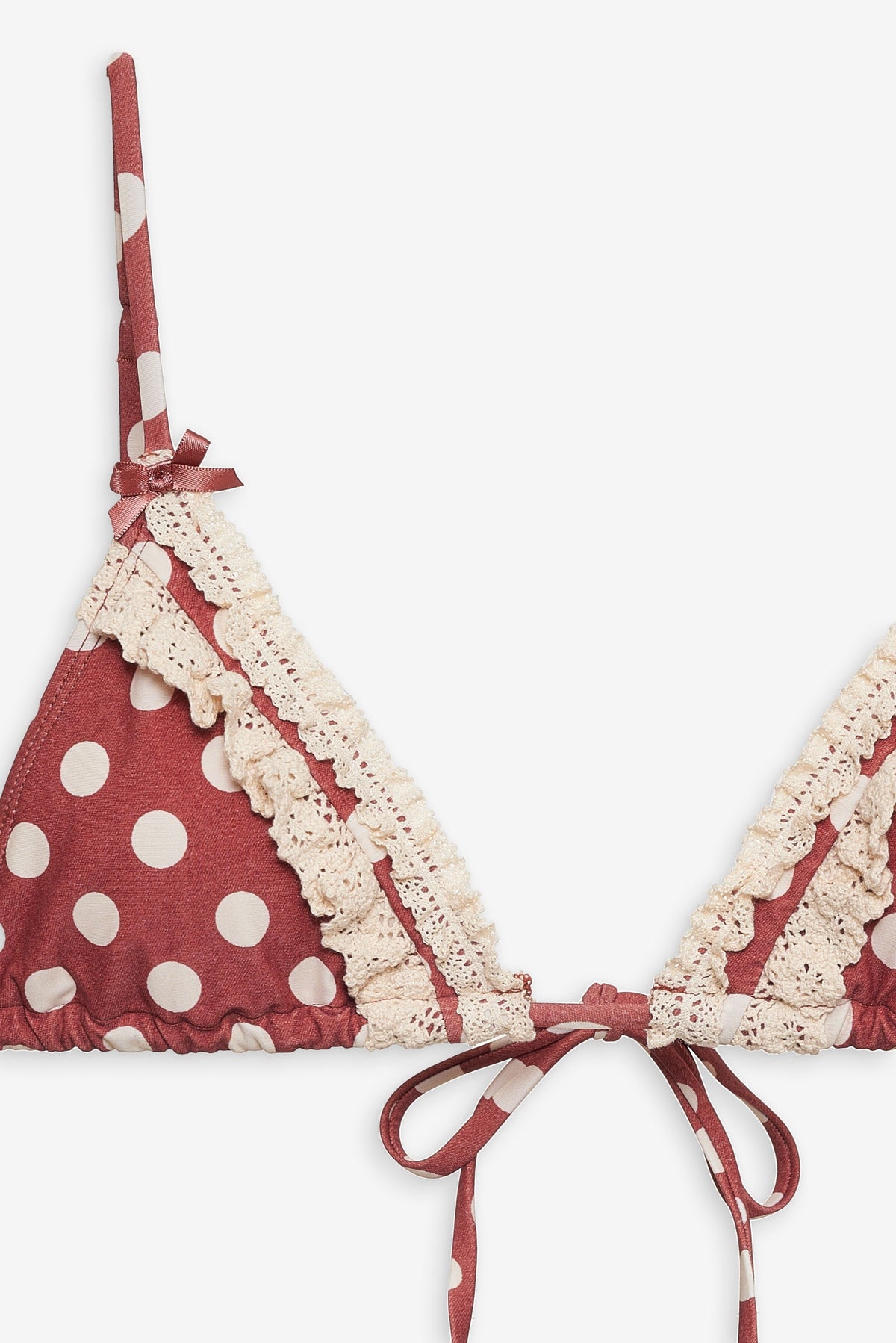 Dolly Dot Triangle Bikini Top Red - For Love & Lemons