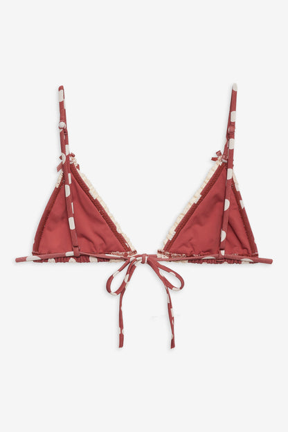 Dolly Dot Triangle Bikini Top Red - For Love & Lemons