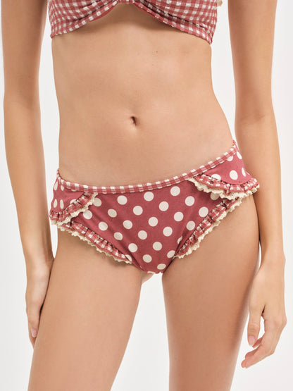 Dolly Dot Bikini Bottom Red - For Love & Lemons