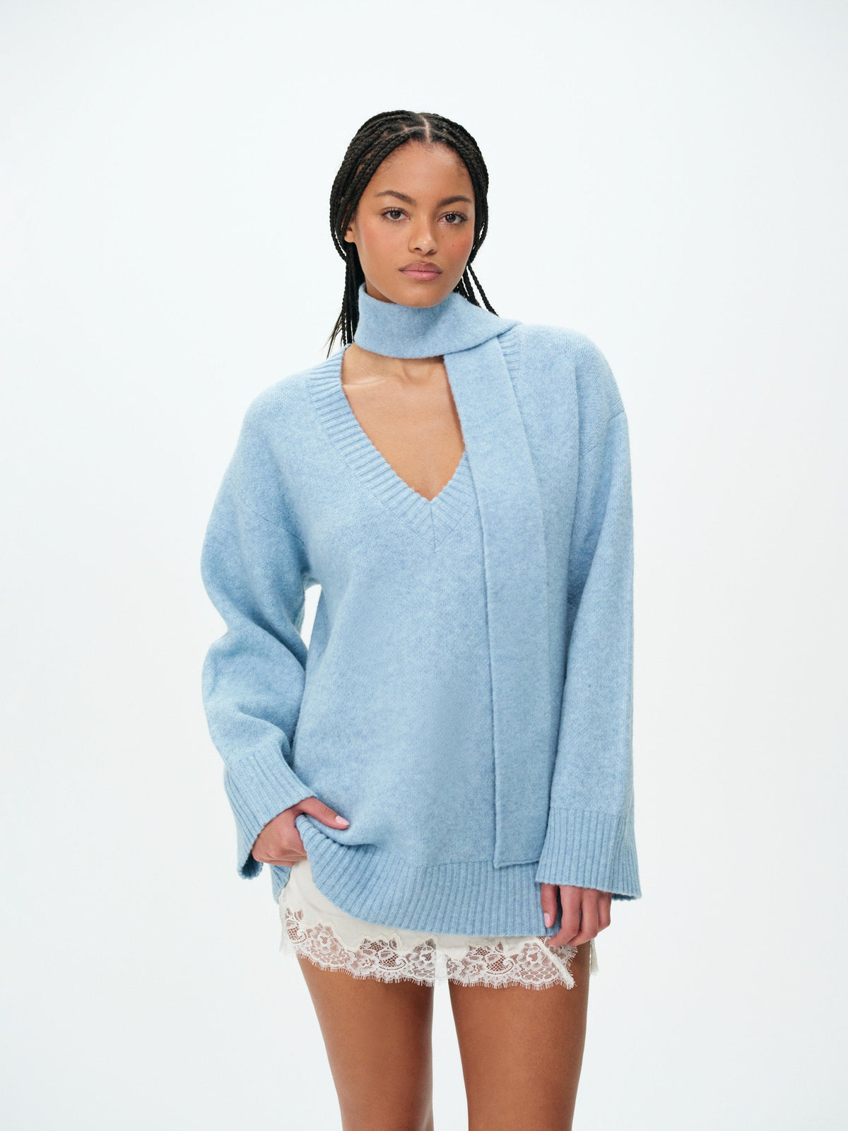 Sally Sweater & Scarf Set Blue - For Love & Lemons