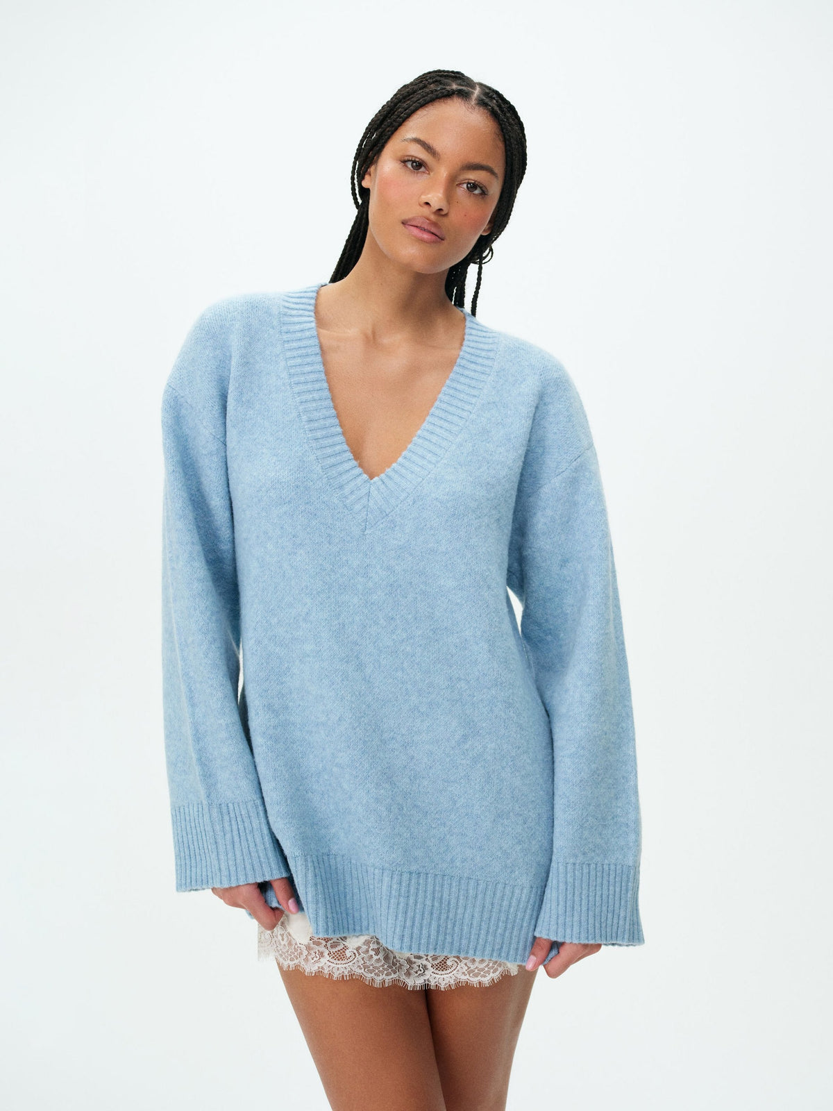 Sally Sweater & Scarf Set Blue - For Love & Lemons