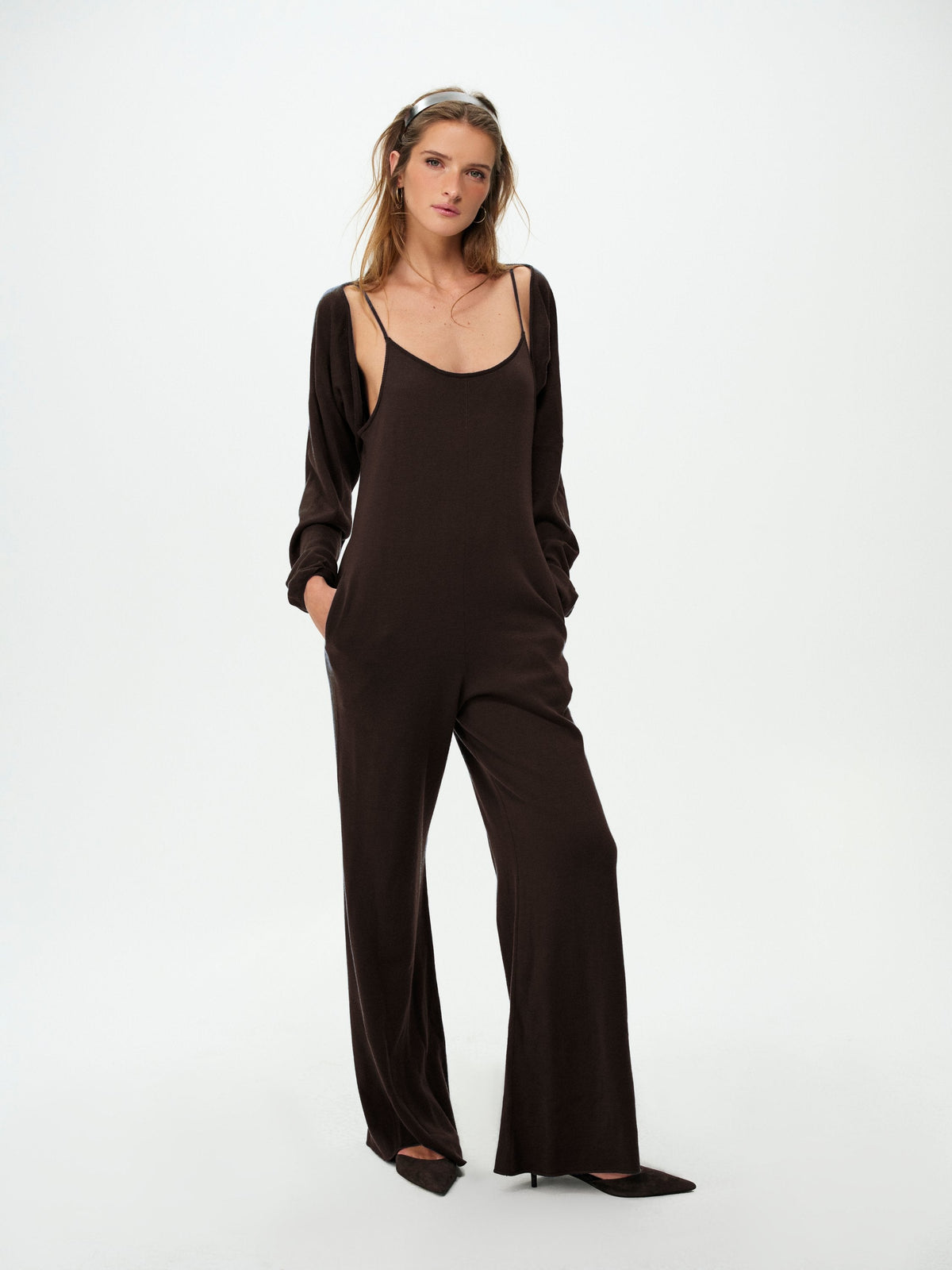 Rouzel Knit Jumpsuit Set Chocolate - For Love & Lemons