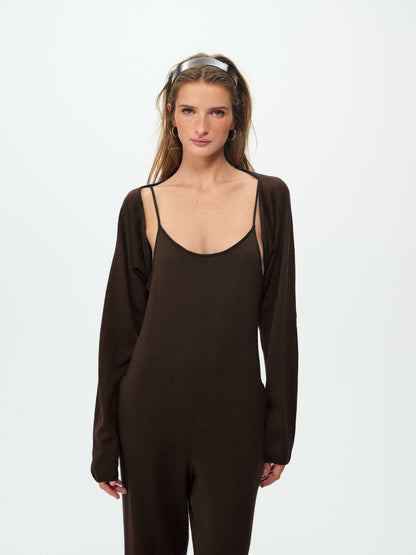 Rouzel Knit Jumpsuit Set Chocolate - For Love & Lemons