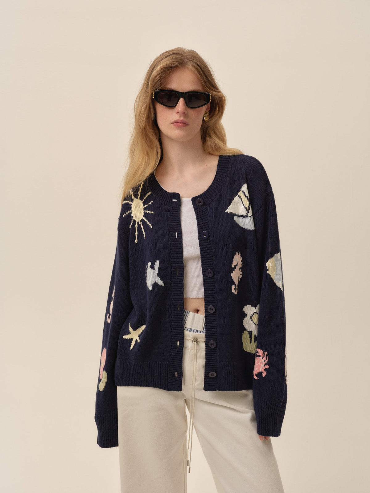 Marie Nautical Cardigan Blue - For Love & Lemons