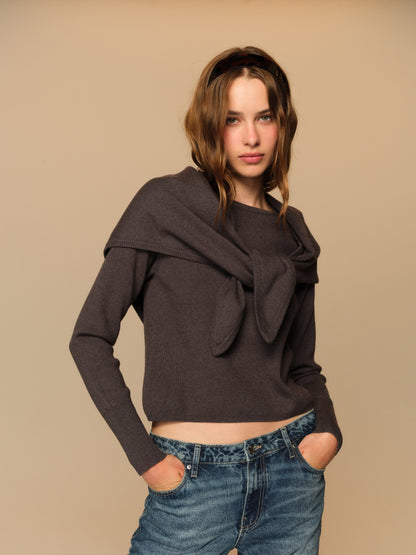 Shirley Top with Shawl Dark Grey - For Love & Lemons