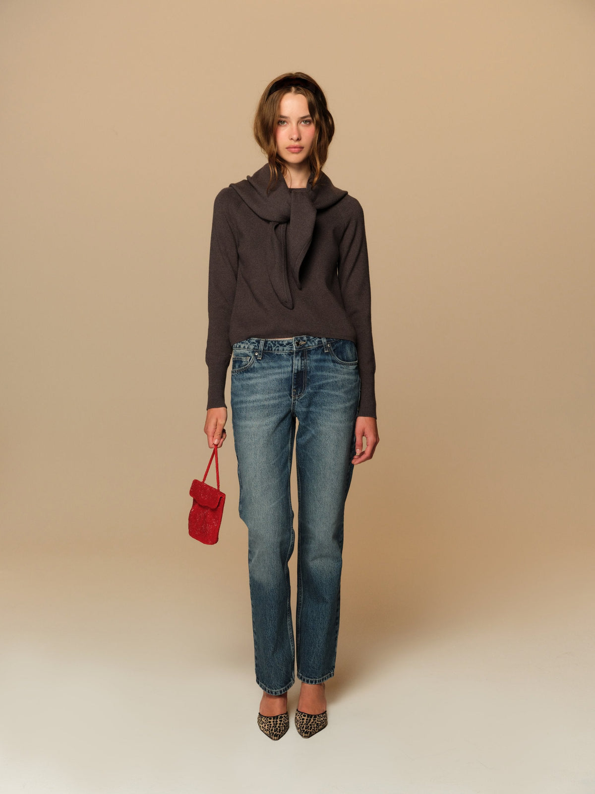 Shirley Top with Shawl Dark Grey - For Love & Lemons