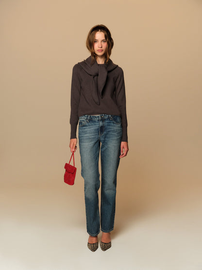 Shirley Top with Shawl Dark Grey - For Love & Lemons