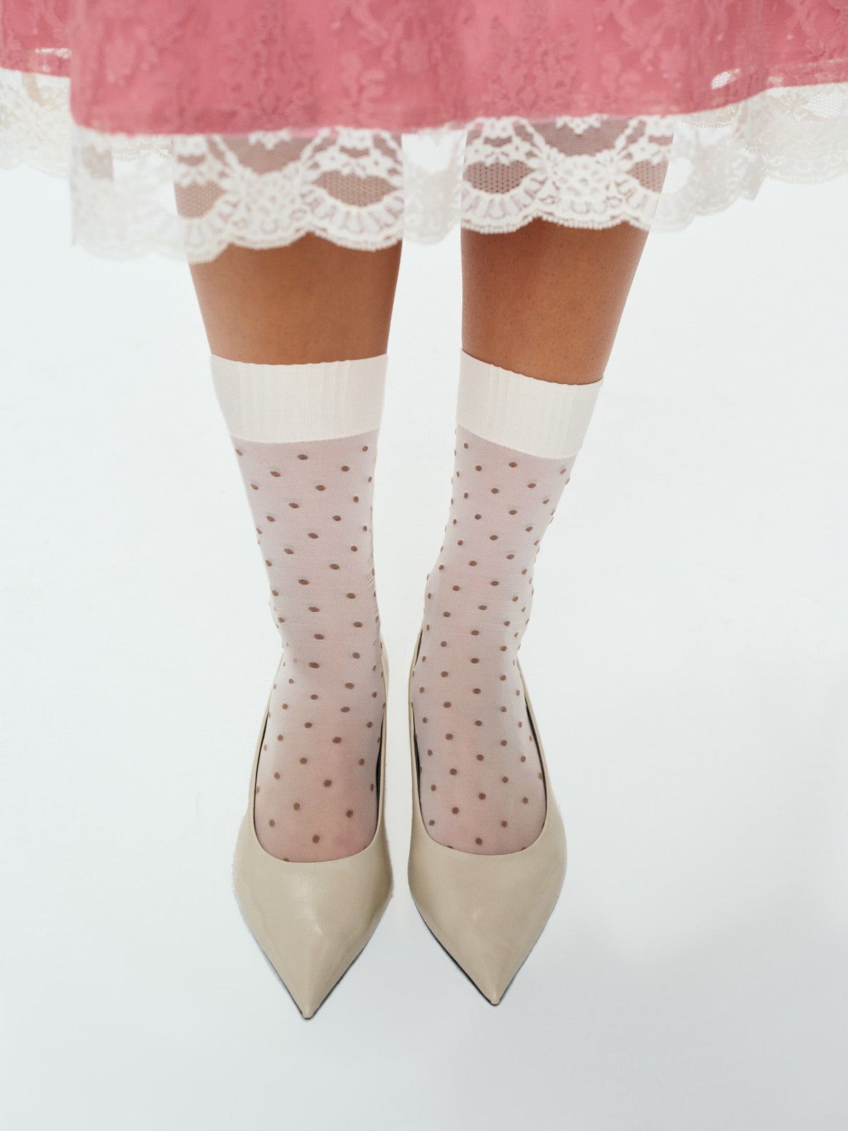 Polka Dot Knee Highs Cream - For Love & Lemons
