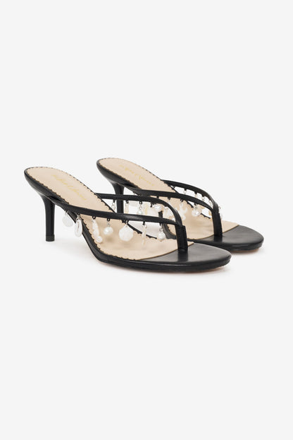 Sailor Charm Thong Heel Black - For Love & Lemons