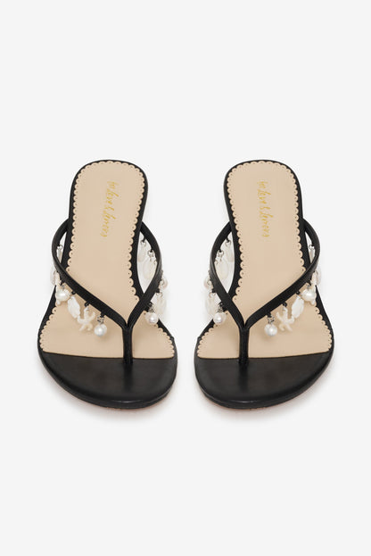 Sailor Charm Thong Heel Black - For Love & Lemons