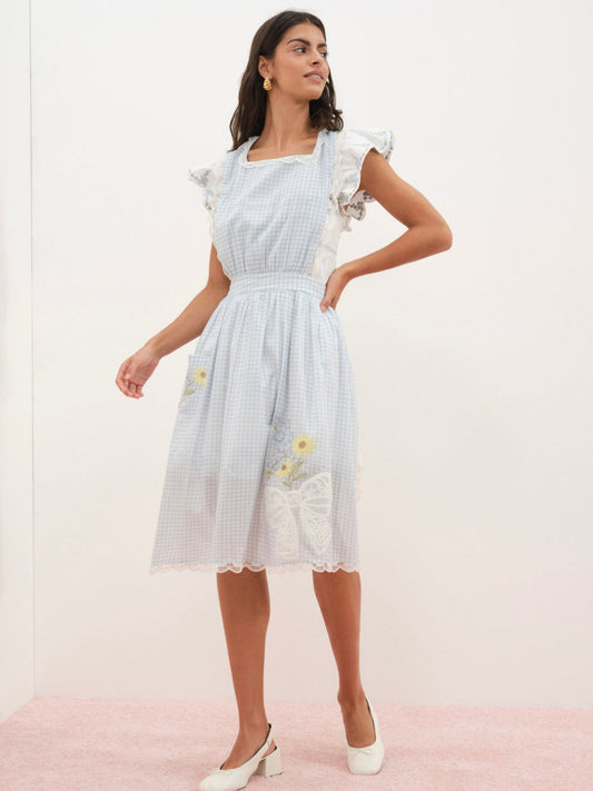 Bluebell Gingham Apron Blue - For Love & Lemons