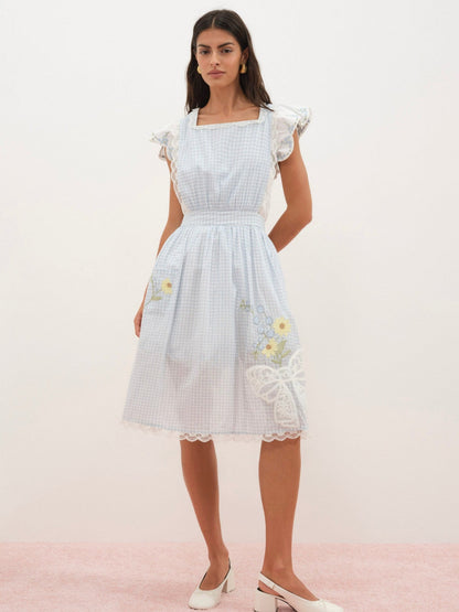 Bluebell Gingham Apron Blue - For Love & Lemons