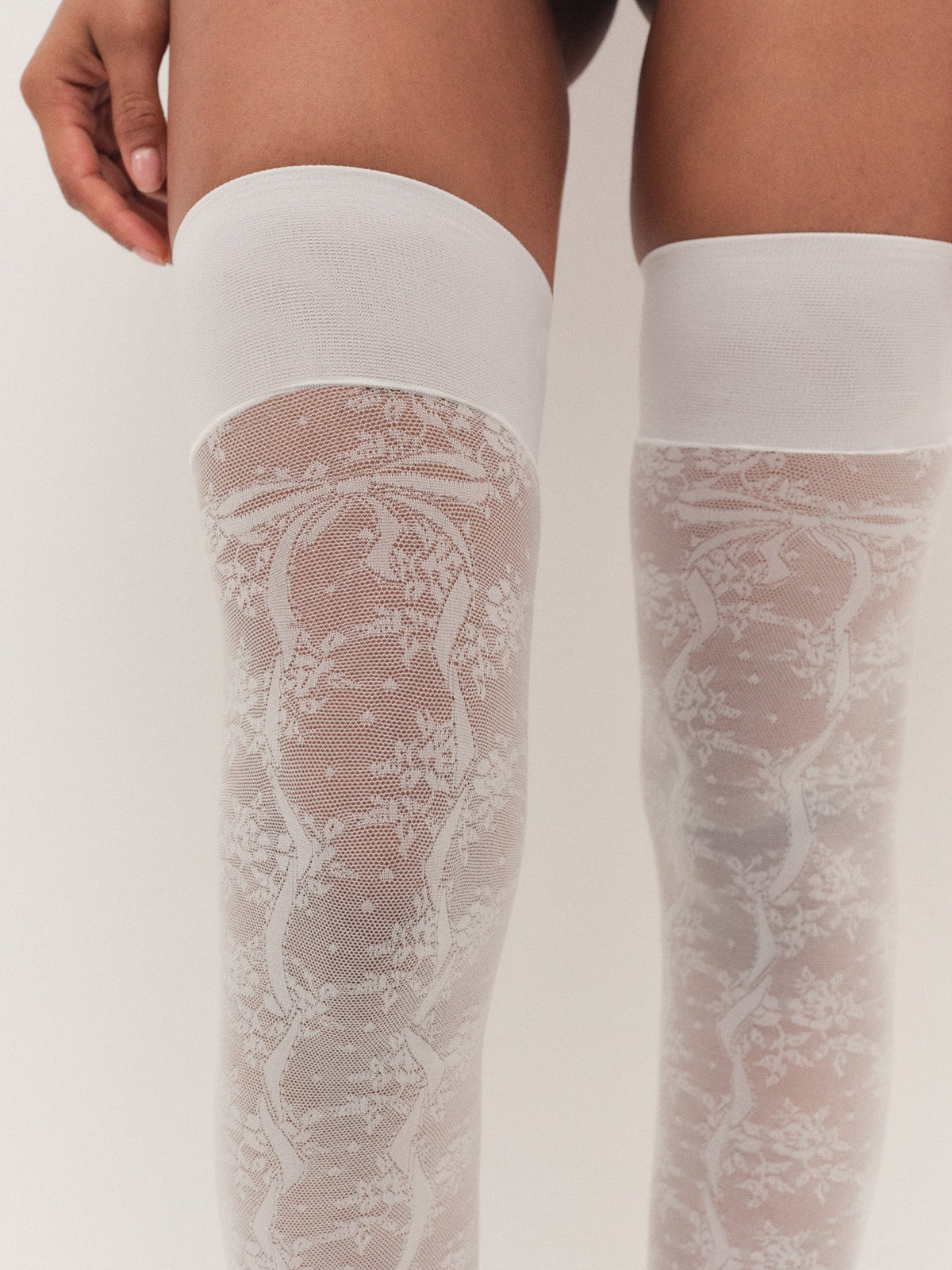 Lily Thigh High Stockings White - For Love & Lemons