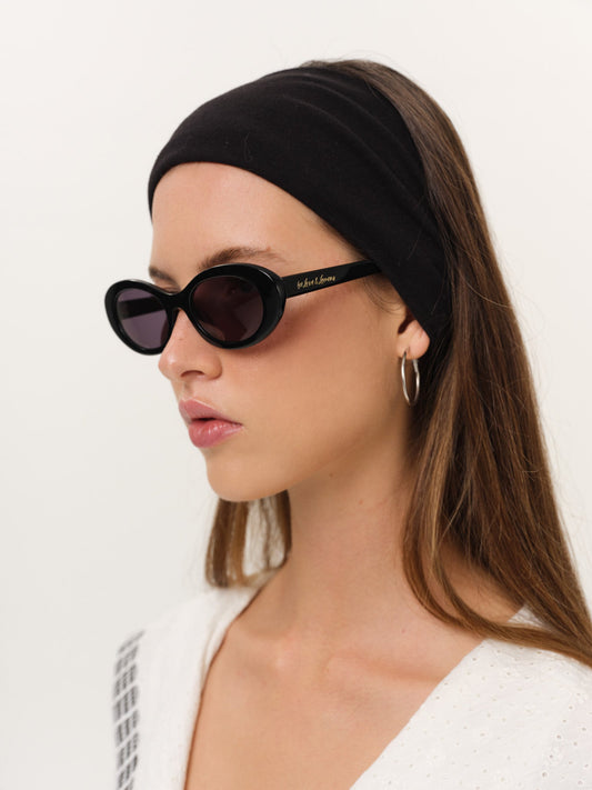 Sabrina Oval Sunglasses Black - For Love & Lemons