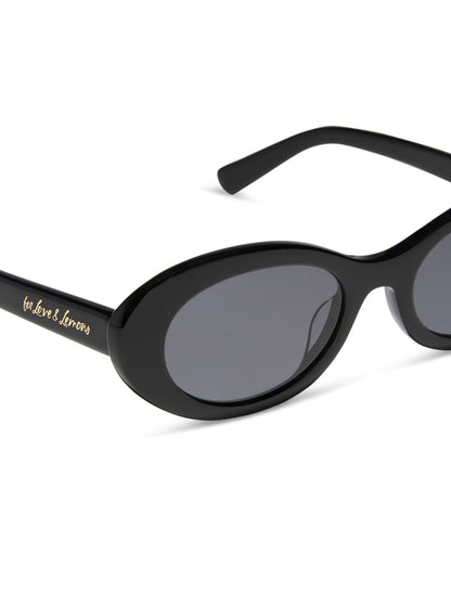 Sabrina Oval Sunglasses Black - For Love & Lemons
