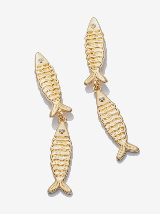 Gone Fishing Earrings Gold - For Love & Lemons