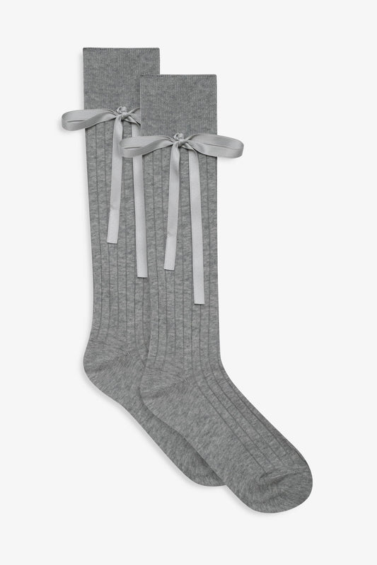 Knee-High Bow Socks Grey - For Love & Lemons