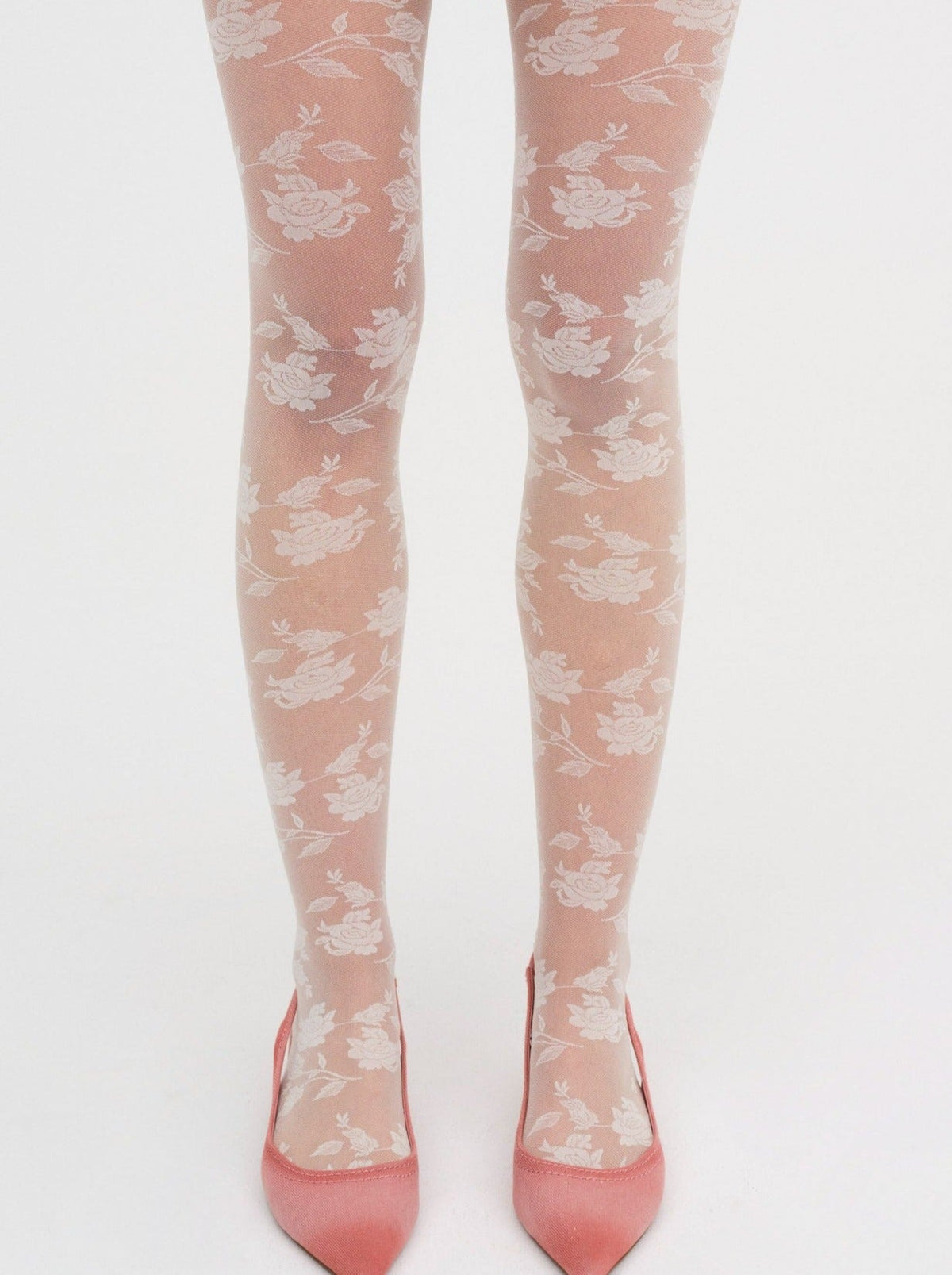 Floral Knit Tights White - For Love & Lemons
