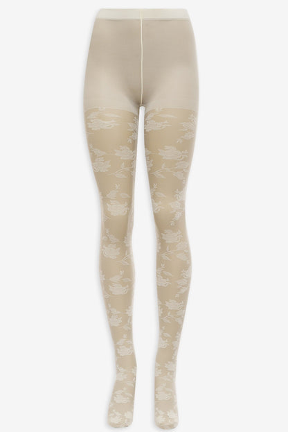 Floral Knit Tights White - For Love & Lemons