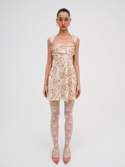 Floral Knit Tights White - For Love & Lemons