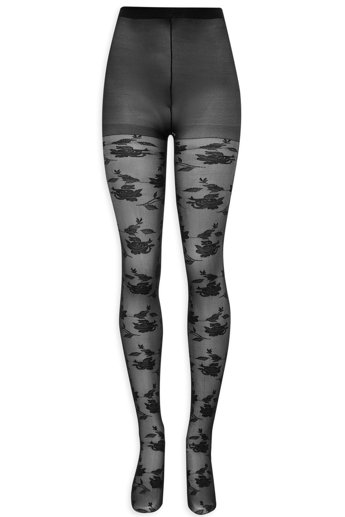 Floral Knit Tights Black - For Love & Lemons
