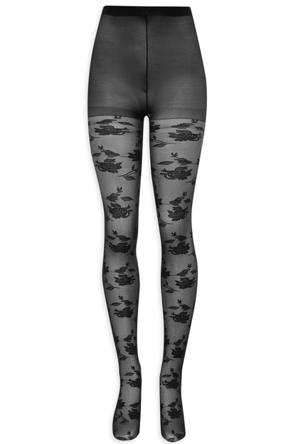 Floral Knit Tights Black - For Love & Lemons