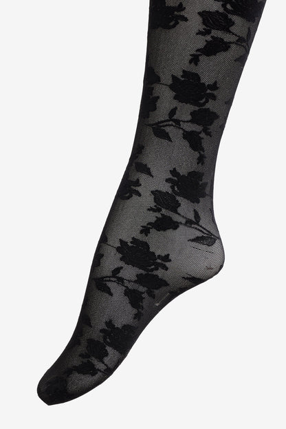 Floral Knit Tights Black - For Love & Lemons