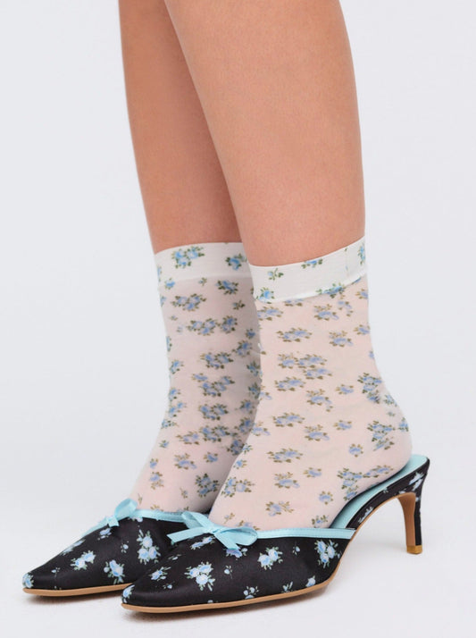 Floral Socks Blue - For Love & Lemons