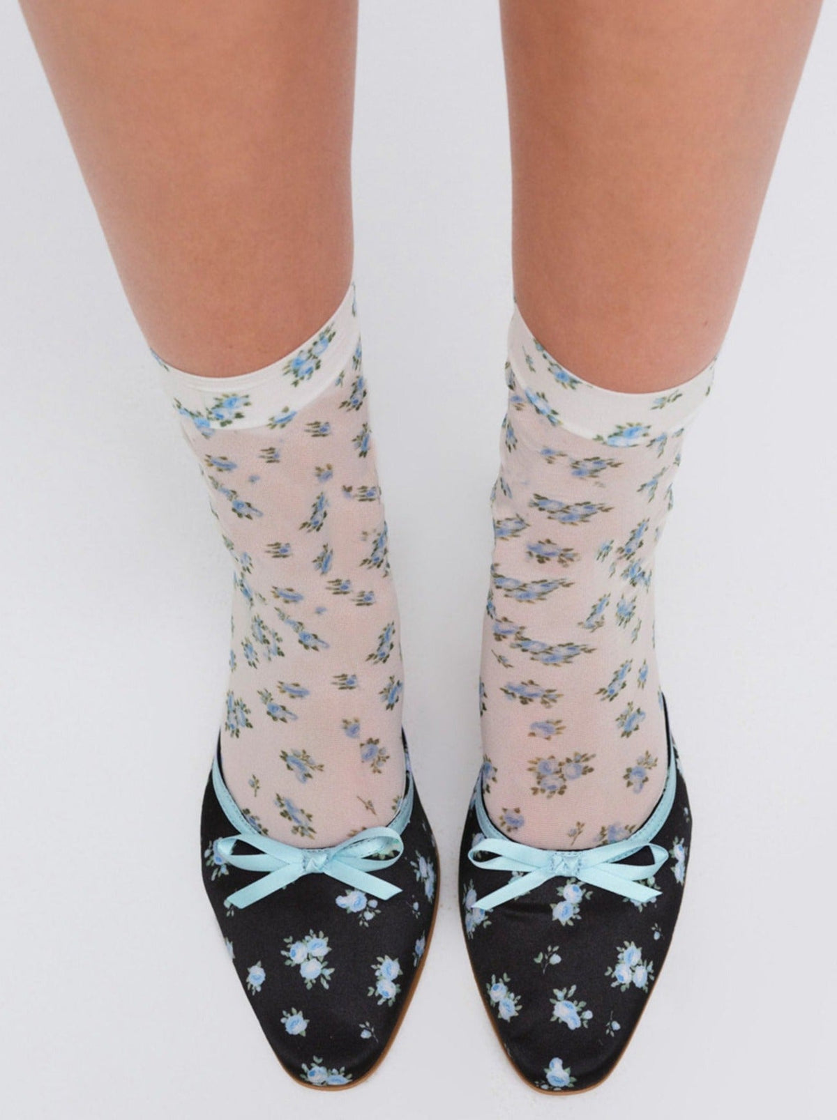 Floral Socks Blue - For Love & Lemons