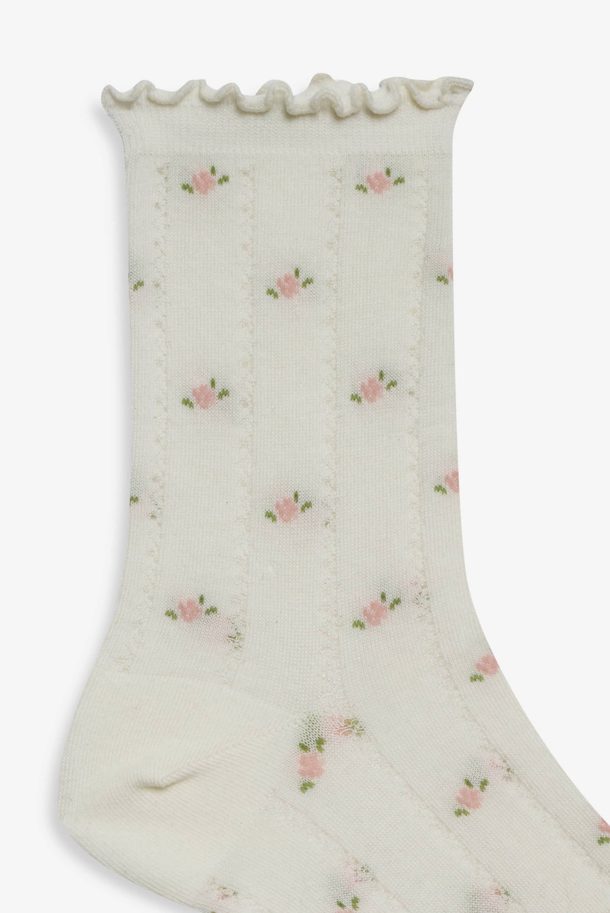 Pointelle Floral Crew Socks Cream - For Love & Lemons