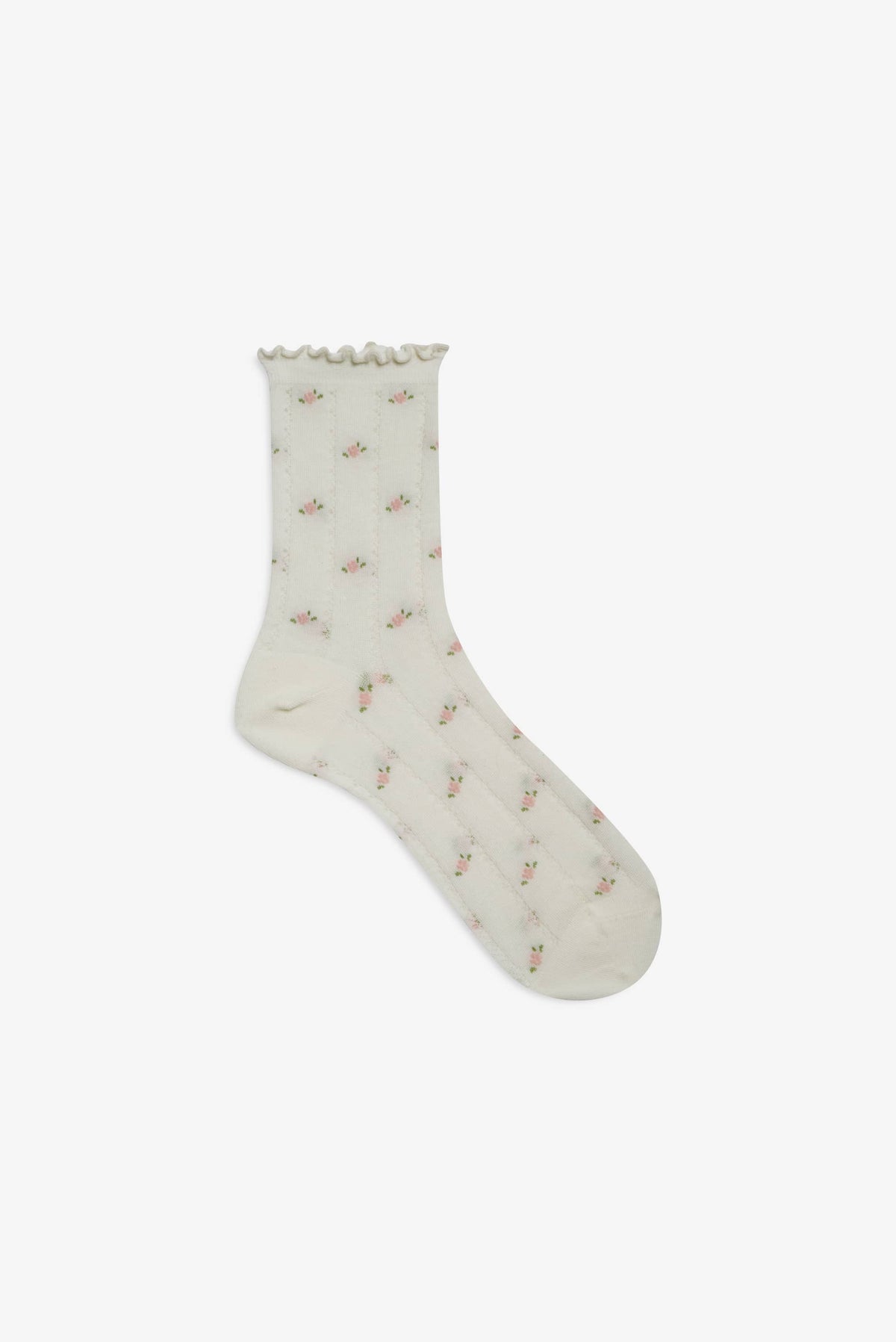 Pointelle Floral Crew Socks Cream - For Love & Lemons