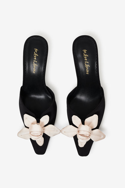 Claudine Mule Heel Black - For Love & Lemons